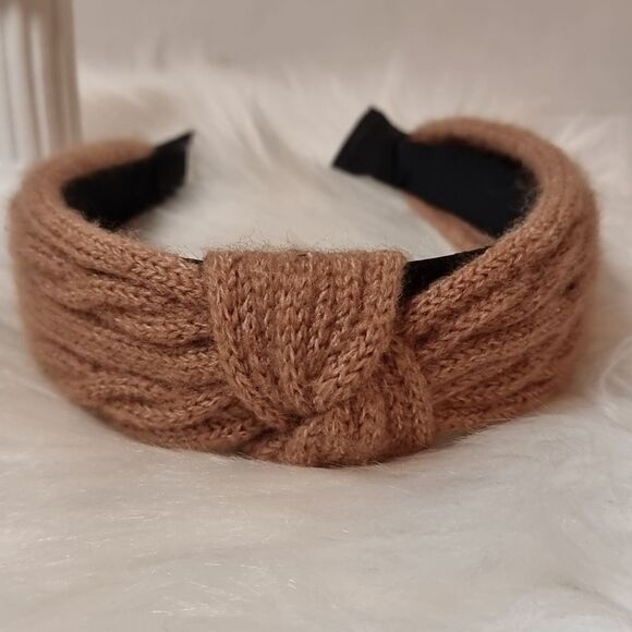 CABLE RIBBED SWEATER KNIT HEADBAND dark khaki - Picture 4 of 6